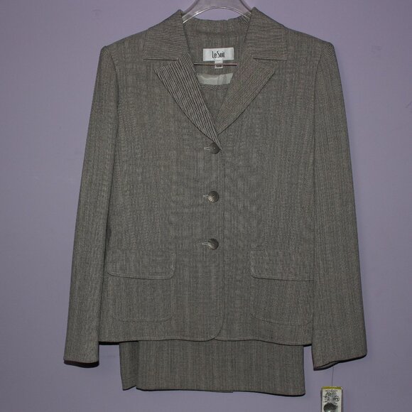 Vintage Gray Le Suit 2-Piece Suit with Jacket and Skirt Size 14 - Picture 1 of 15